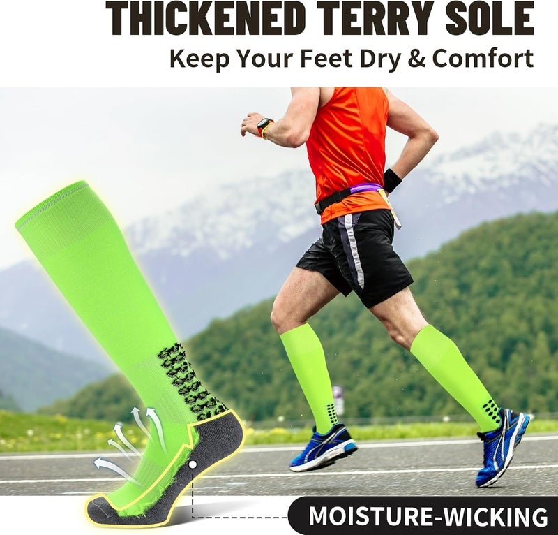 Regilt 3 Pairs Grip Soccer Socks Men Cushioned Non Slip Football Basketball Sports Socks Knee High Long Socks - Image 5